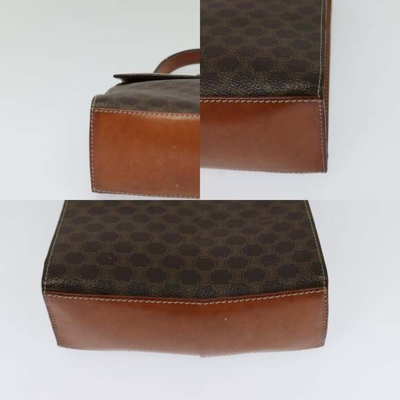 CELINE Macadam Canvas Hand Bag Pvc Leather Brown Gold - Picture 10 of 12